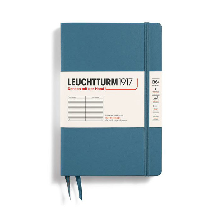 Leuchtturm1917 Paperback B6+ Hardcover Ruled Notebook - Stone Blue