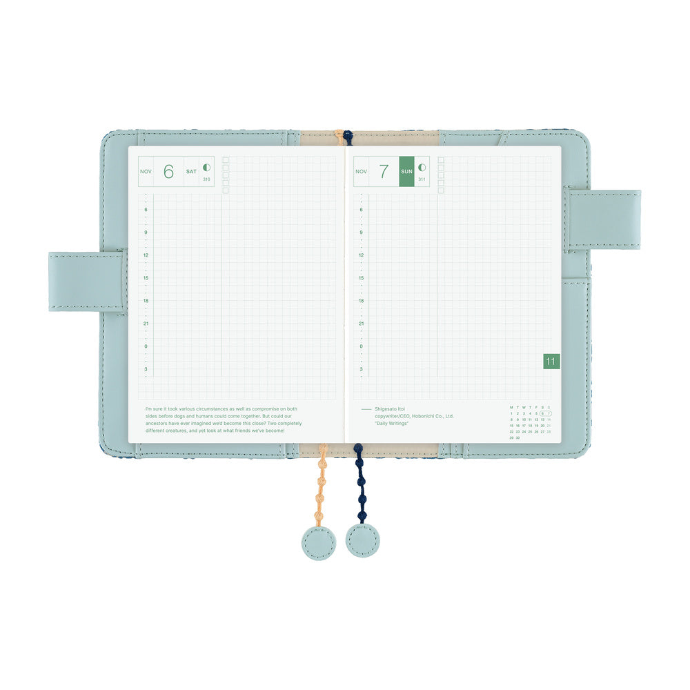 Hobonichi A6 Techo Cover Only - mina perhonen: felice (Blue)