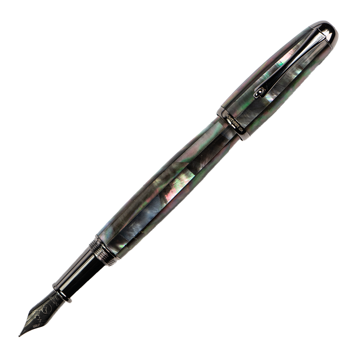 Monteverde Super Mega Fountain Pen - Black Mother of Pearl with Gunmetal Trim (Limited Edition)