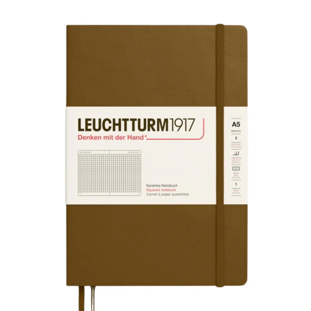 Leuchtturm1917 A5 Medium Hardcover Squared Notebook - Spice Brown