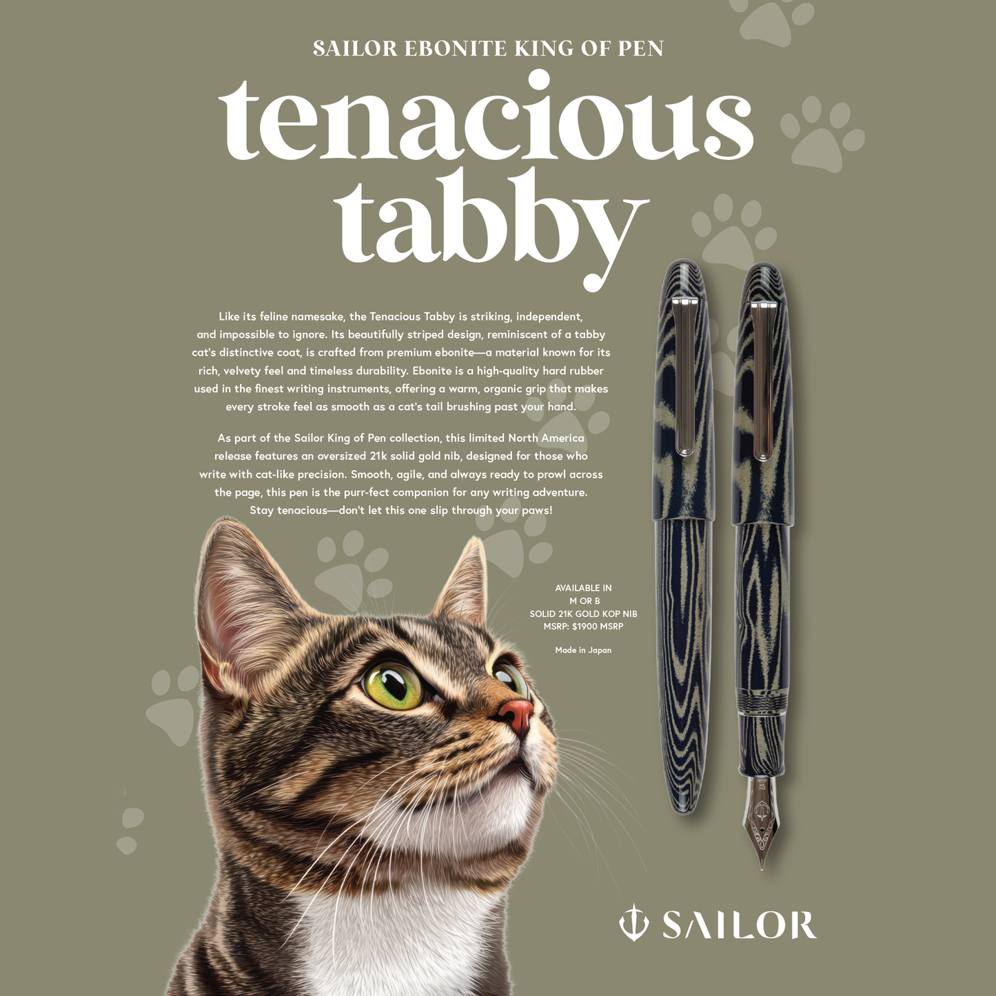 Sailor King of Pens Fountain Pen - Tenacious Tabby (North America Exclusive)