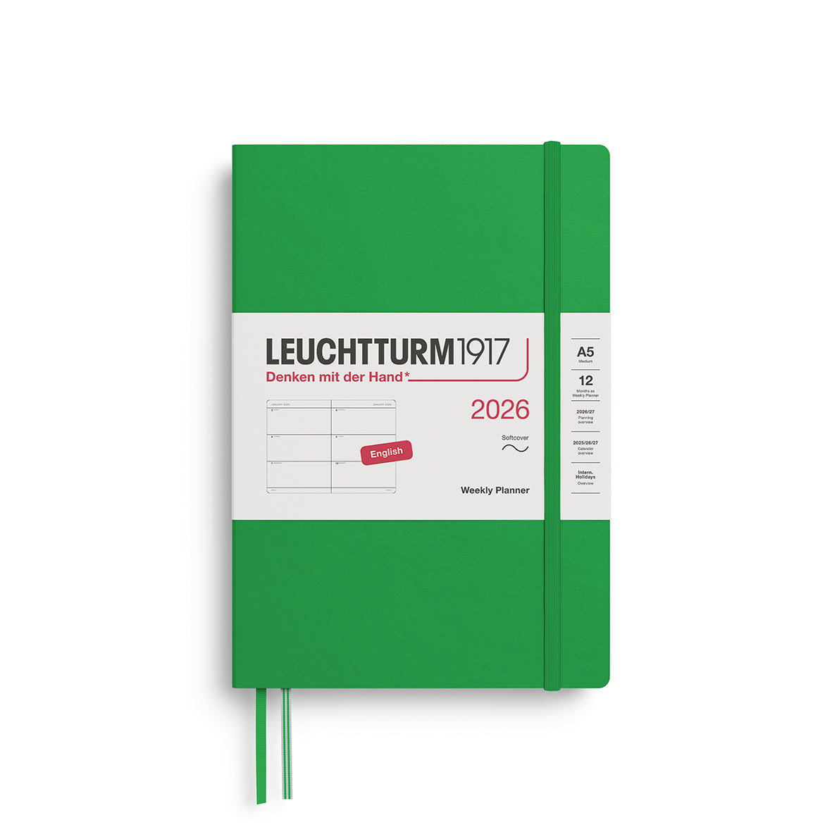 Leuchtturm1917 2026 A5 Medium Softcover Weekly Planner - Spring Leaf