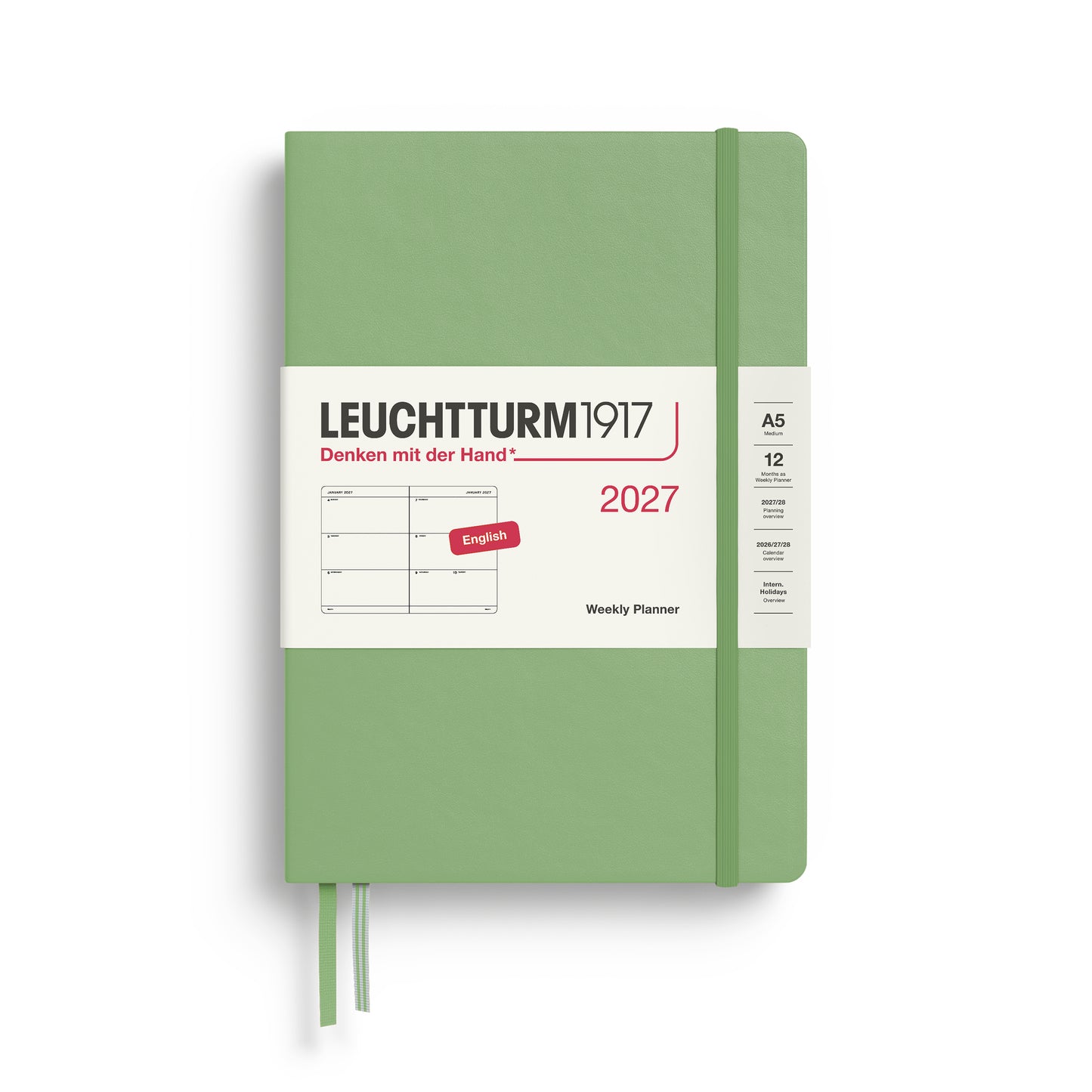 Leuchtturm1917 2027 A5 Medium Hardcover Weekly Planner - Sage