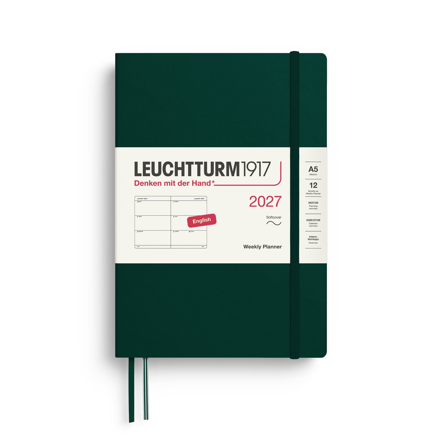 Leuchtturm1917 2027 A5 Medium Softcover Weekly Planner - Forest Green