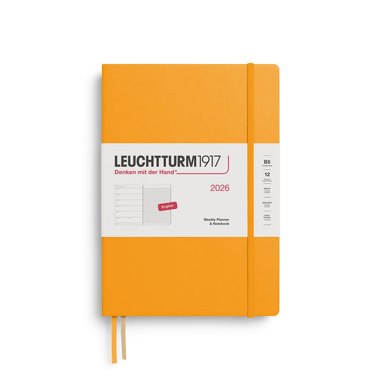 Leuchtturm1917 2026 B5 Hardcover Weekly Planner with Notebook Composition - Rising Sun