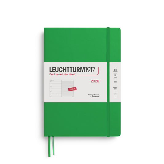 Leuchtturm1917 2026 B5 Hardcover Weekly Planner with Notebook Composition - Spring Leaf