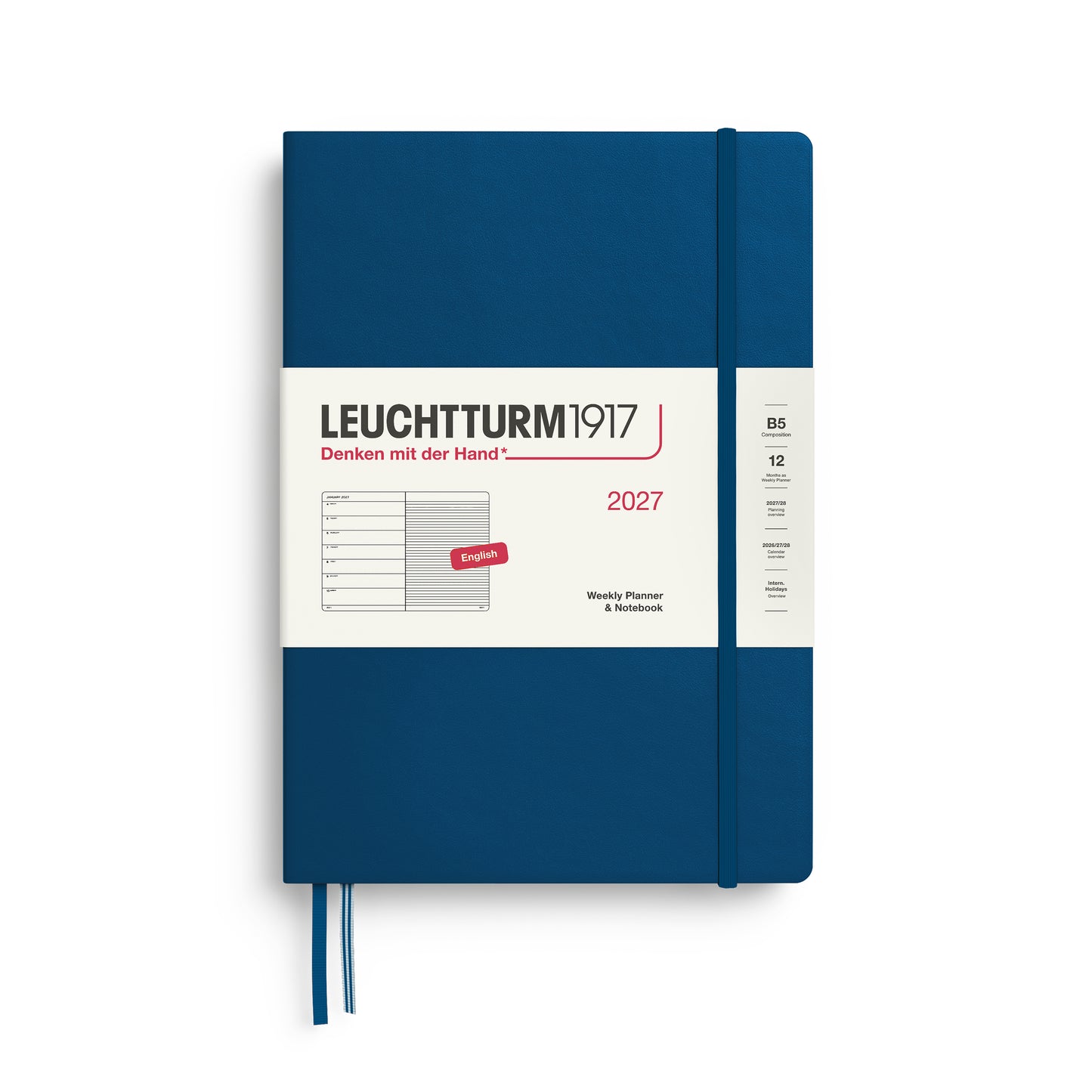 Leuchtturm1917 2027 B5 Composition Hardcover Weekly Planner & Notebook - Indigo
