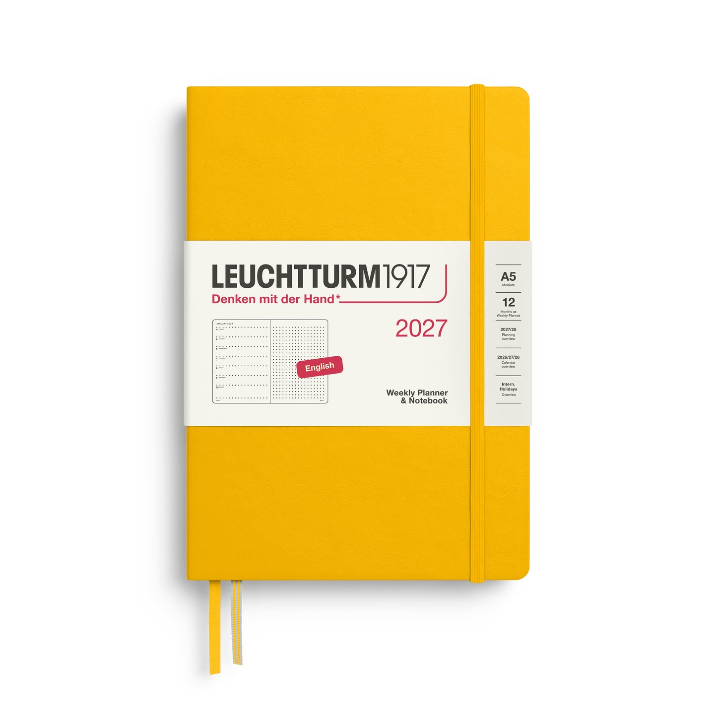 Leuchtturm1917 2027 A5 Medium Hardcover Weekly Planner & Dotted Notebook - Sunflower