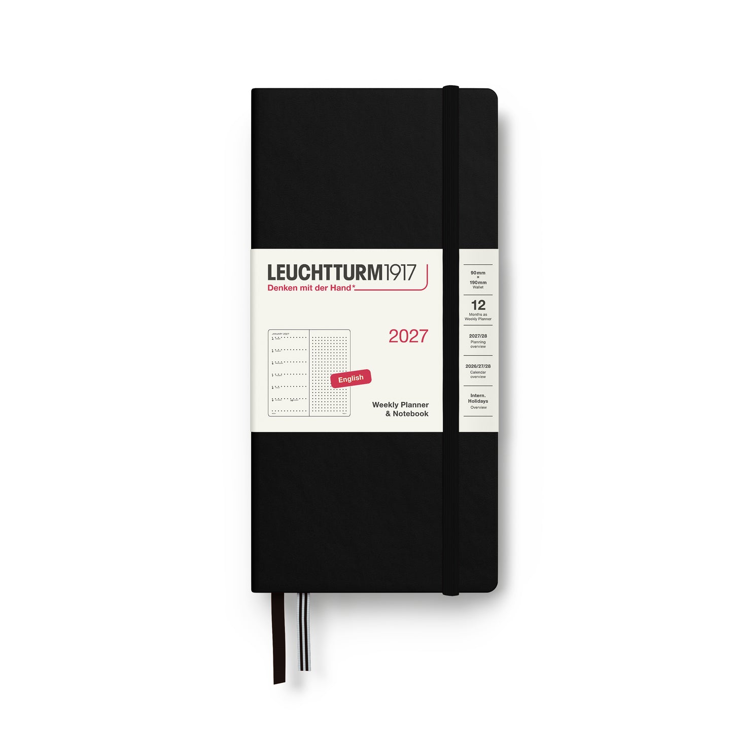 Leuchtturm1917 2027 Wallet-Sized Weekly Planner & Dotted Notebook - Black