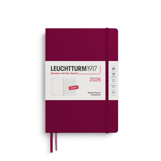Leuchtturm1917 2026 A5 Weekly Planner and Notebook - Port Red