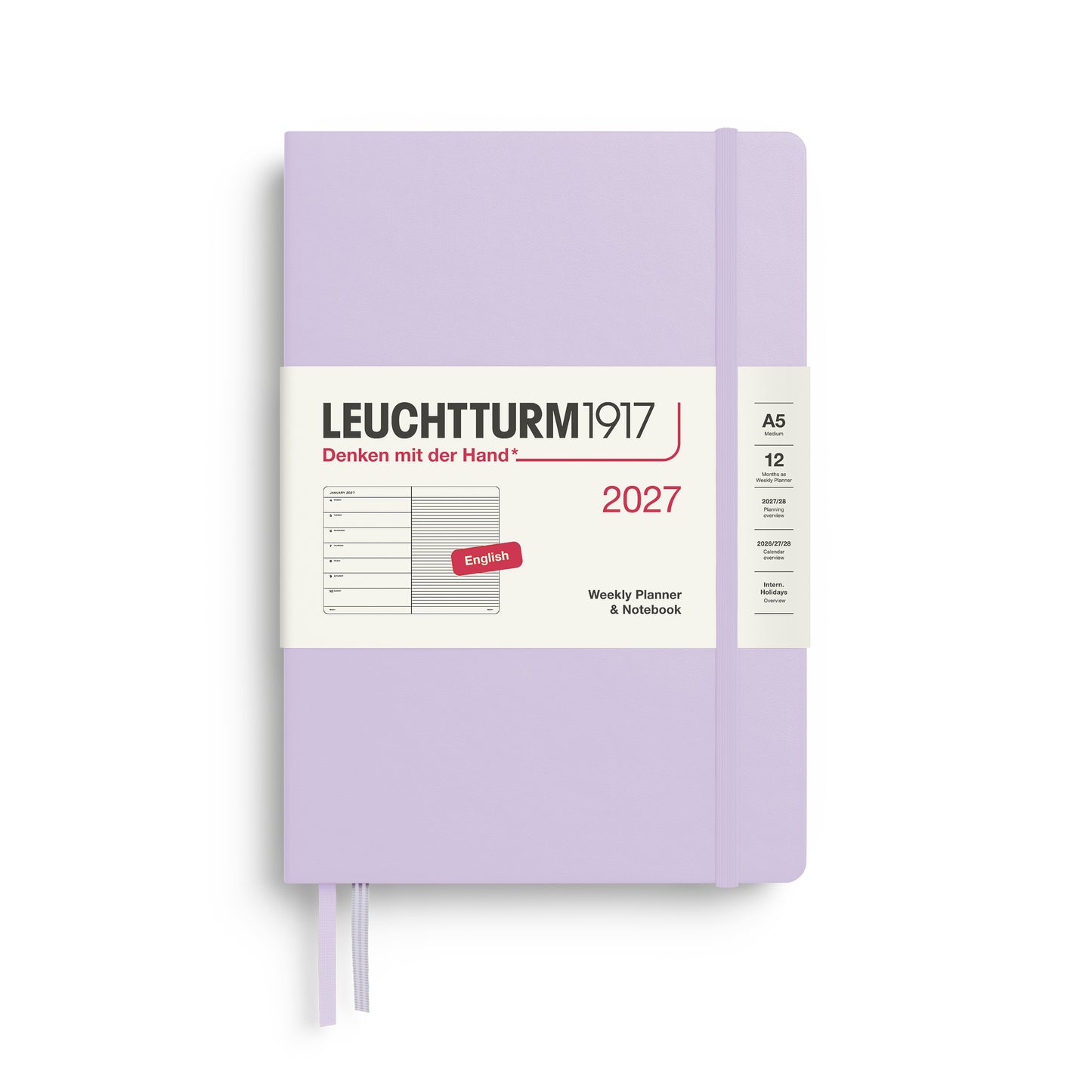 Leuchtturm1917 2027 A5 Medium Hardcover Weekly Planner & Notebook - Lilac