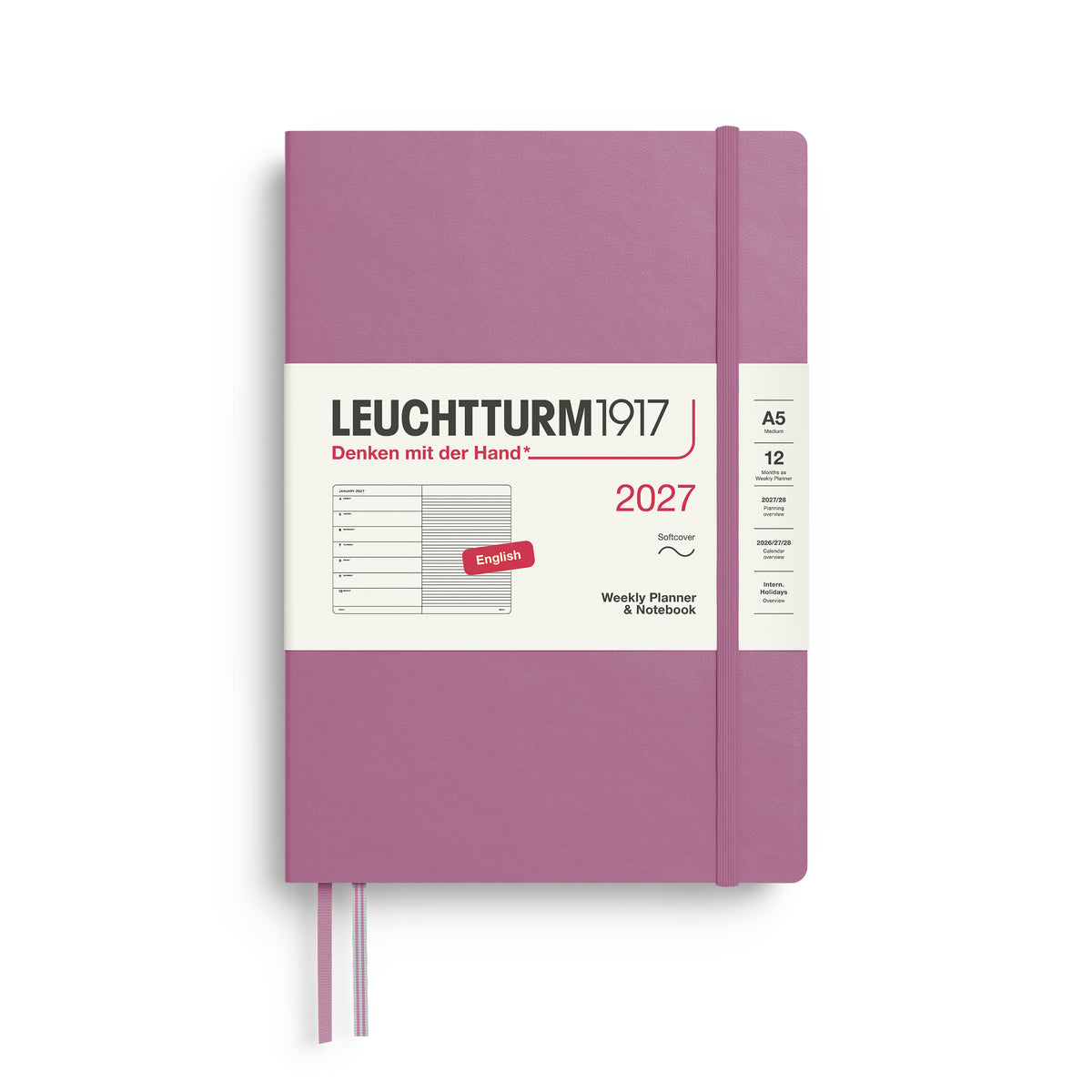 Leuchtturm1917 2027 A5 Medium Softcover Weekly Planner & Notebook - Dusty Rose