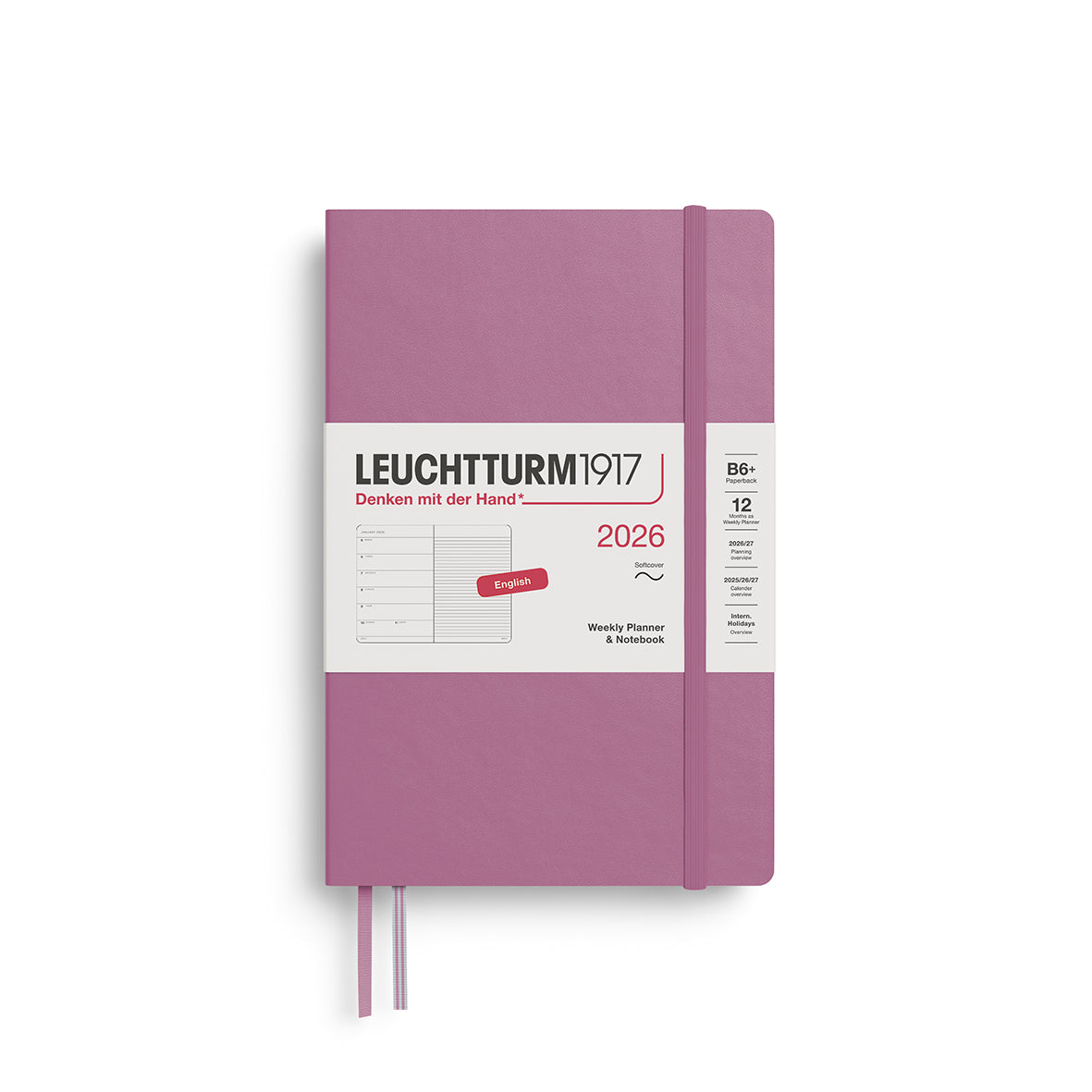 Leuchtturm1917 2026 B6+ Softcover Paperback Weekly Planner and Notebook - Dusty Rose