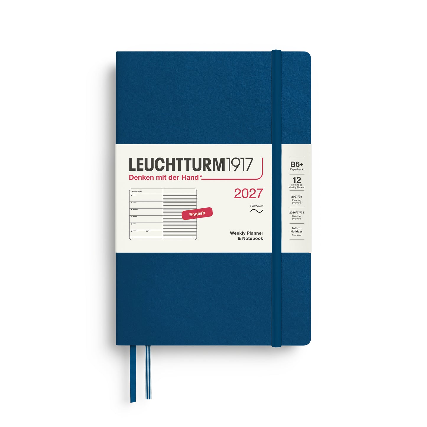 Leuchtturm1917 2027 B6+ Paperback Softcover Weekly Planner & Notebook - Indigo