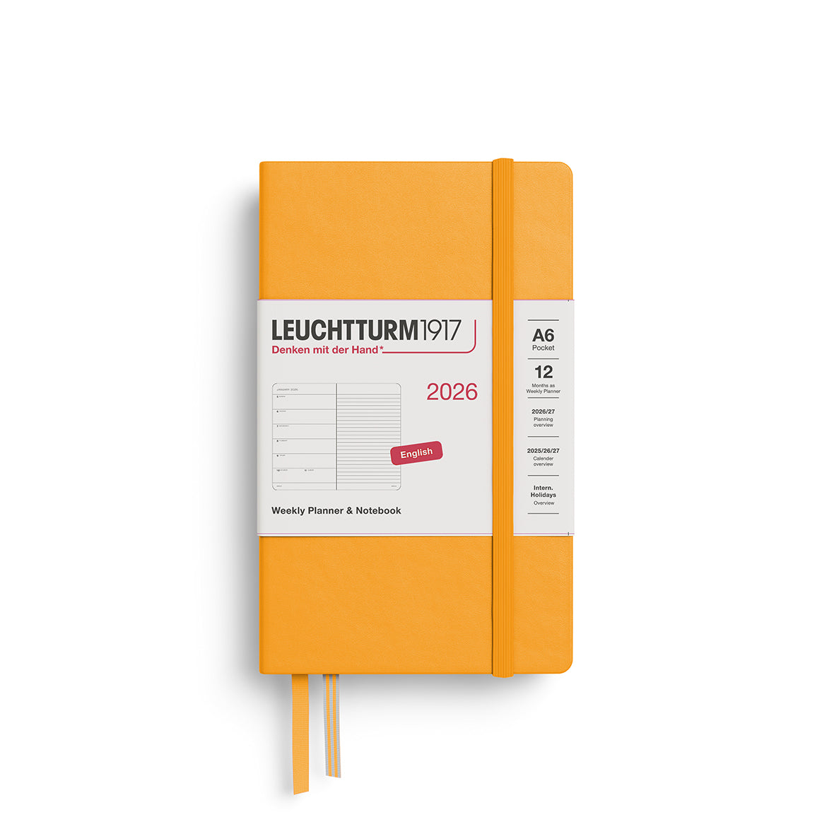 Leuchtturm1917 2026 A6 Pocket Weekly Planner and Notebook - Rising Sun