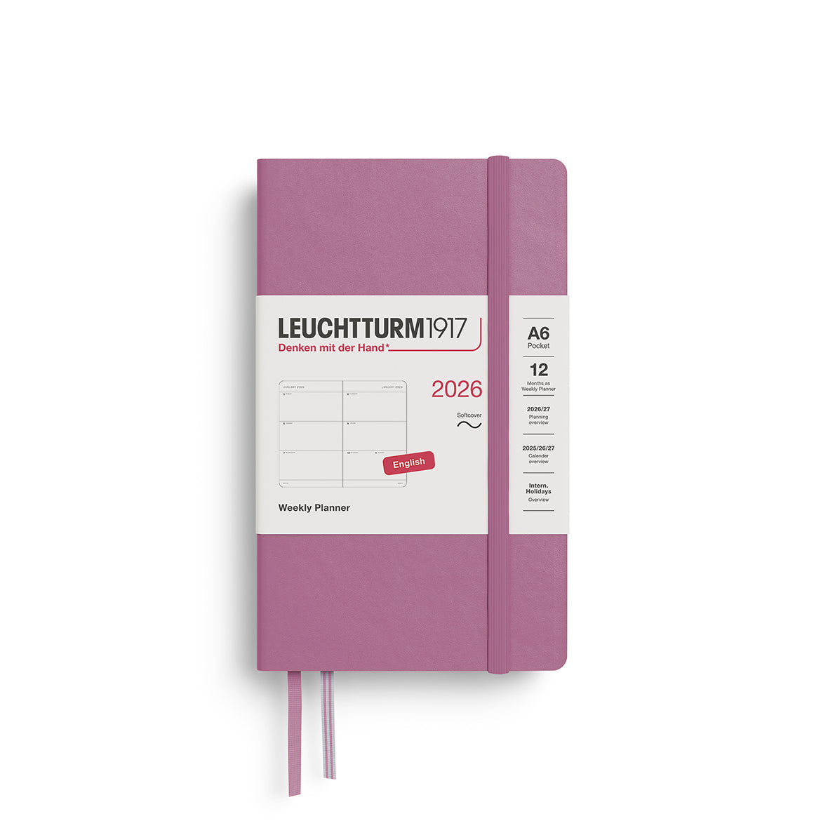 Leuchtturm1917 2026 A6 Pocket Softcover Weekly Planner - Dusty Rose