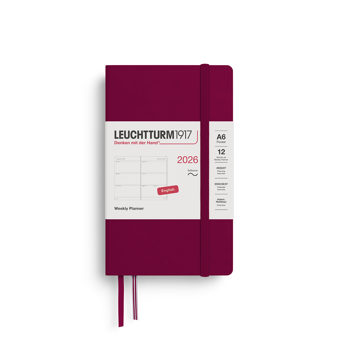 Leuchtturm1917 2026 A6 Pocket Softcover Weekly Planner - Port Red