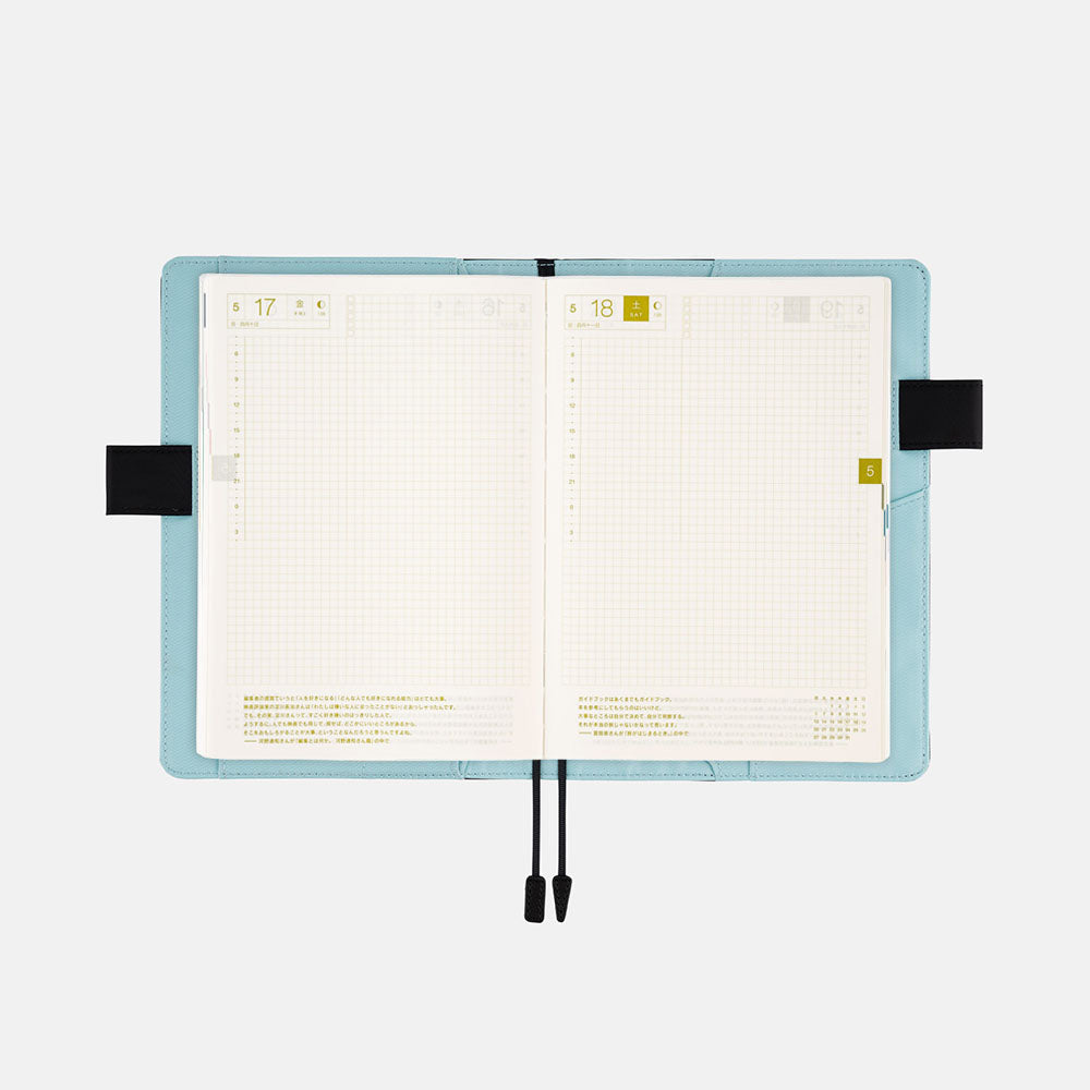Hobonichi A5 Cousin Cover Only - Colors: Black x Clear Blue
