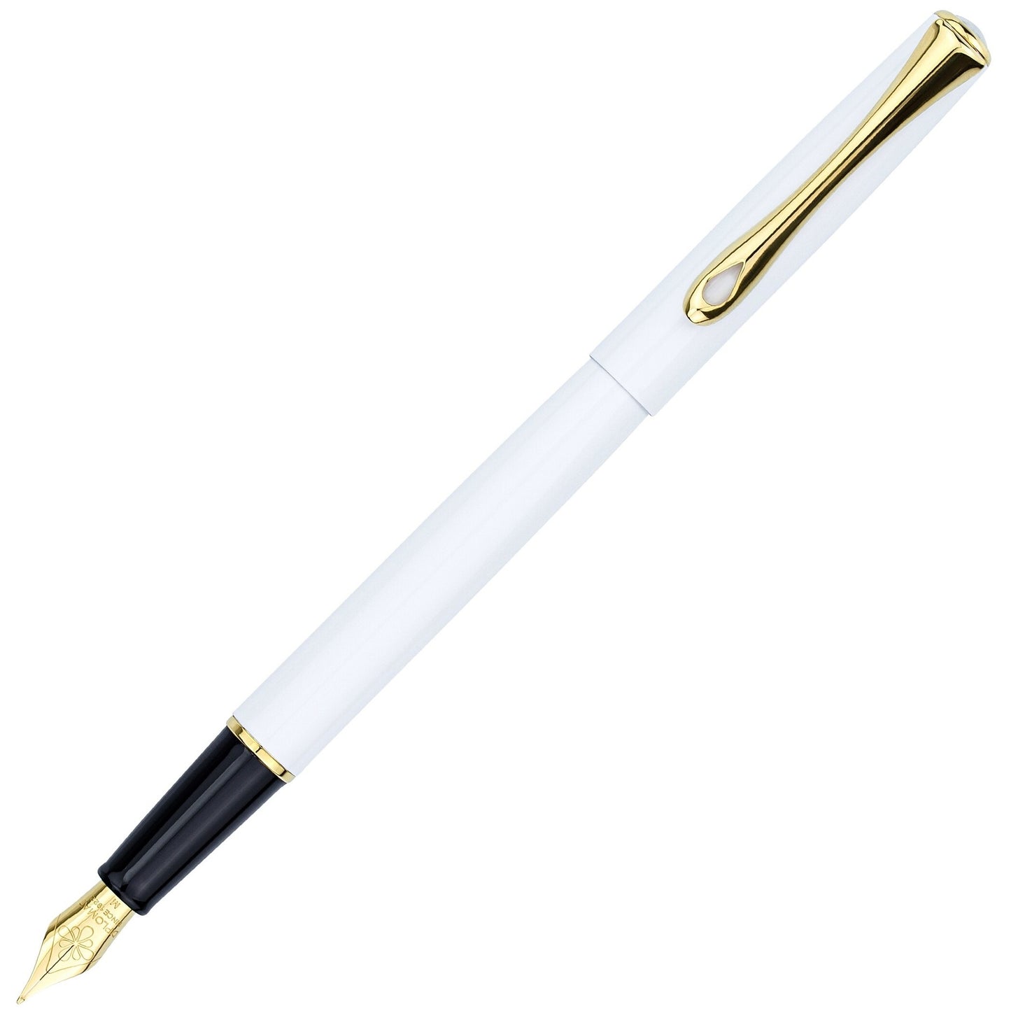 Diplomat Traveller Fountain Pen - Snowwhite with Gold Trim