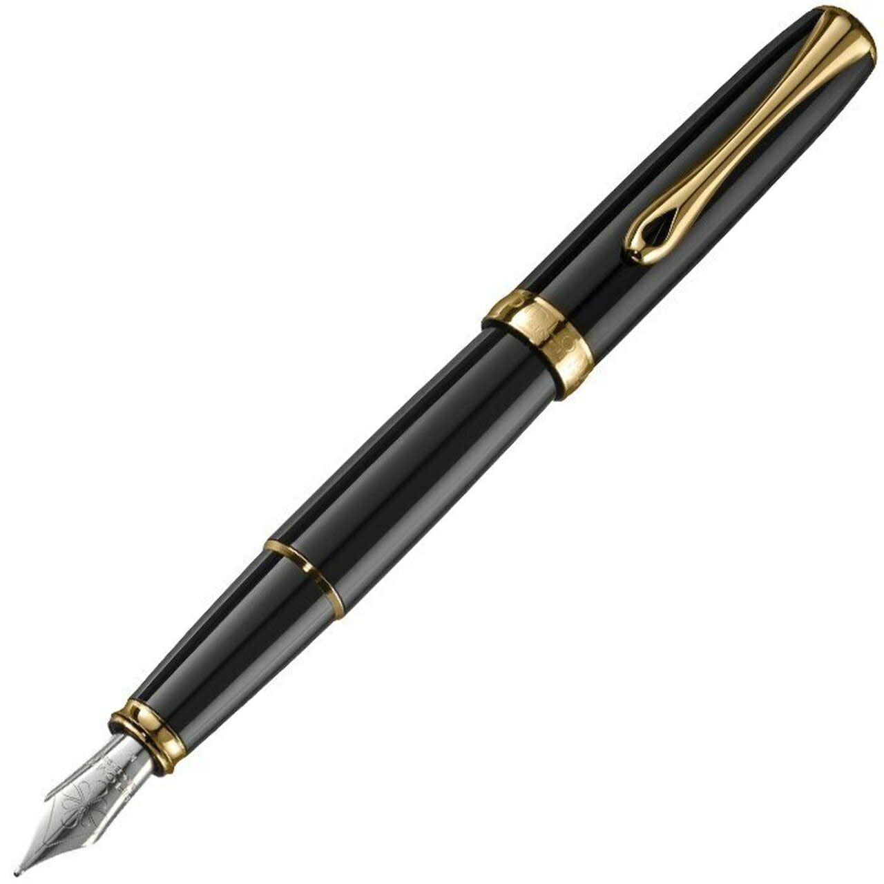 Diplomat Excellence A2 Fountain Pen - Black Lacquer with Gold Trim