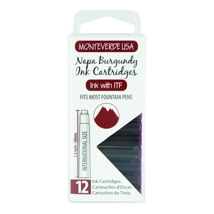 Monteverde Napa Burgundy Ink Cartridges (Set of 12)