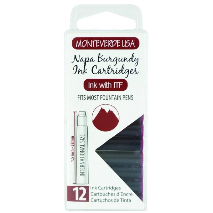 Monteverde Napa Burgundy Ink Cartridges (Set of 12)