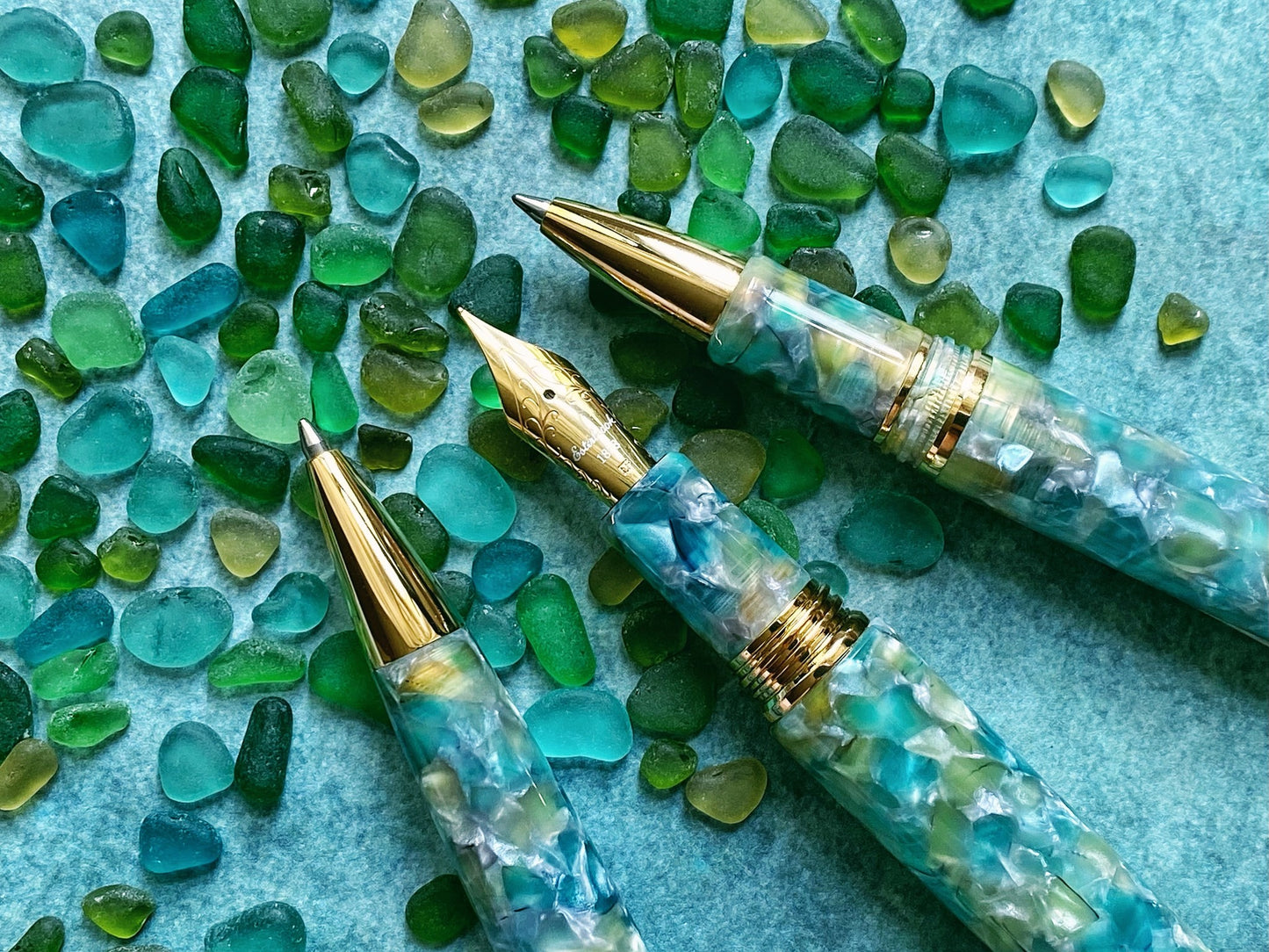 Esterbrook Estie Fountain Pen - Sea Glass with Gold Trim
