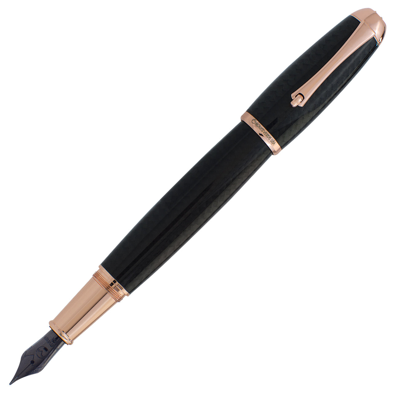 Monteverde Super Mega Carbon Fiber Fountain Pen - With Rose Gold Trim