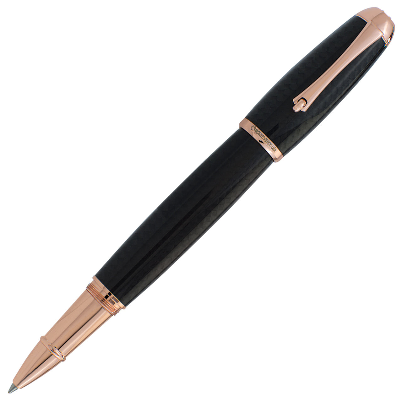 Monteverde Super Mega Carbon Fiber Rollerball - With Rosegold Trim