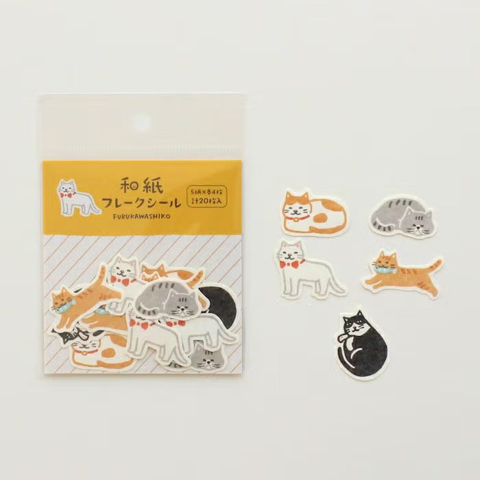 Furukawa Paper Washi Flake Stickers - Cat