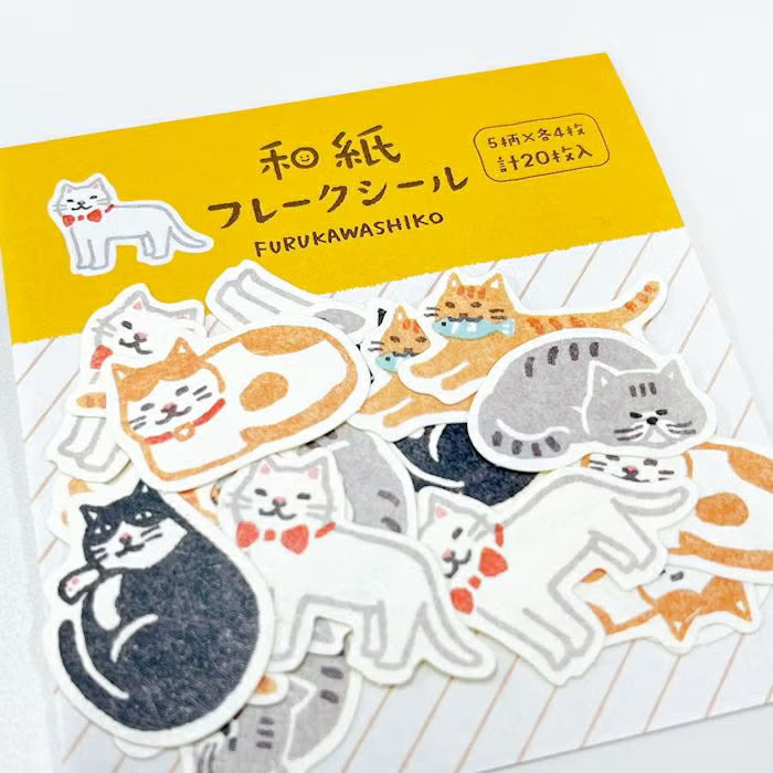 Furukawa Paper Washi Flake Stickers - Cat