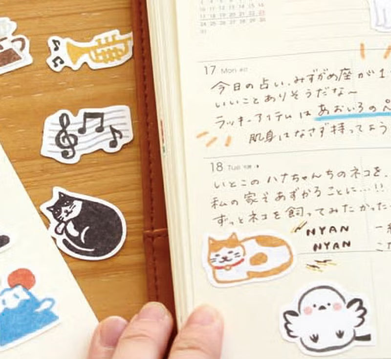 Furukawa Paper Washi Flake Stickers - Cat