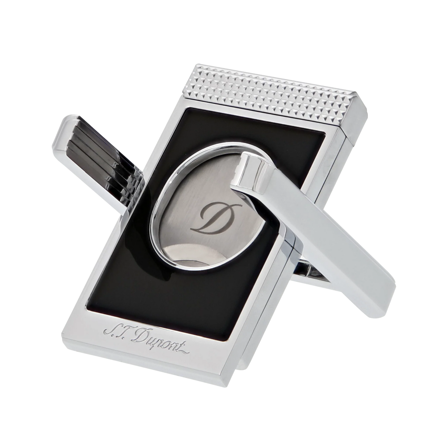 S.T. Dupont Cigar Cutter with Stand - Lacquered Black with Chrome