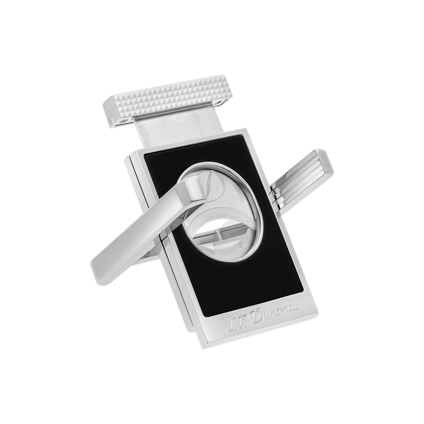 S.T. Dupont Cigar Cutter with Stand - Lacquered Black with Chrome