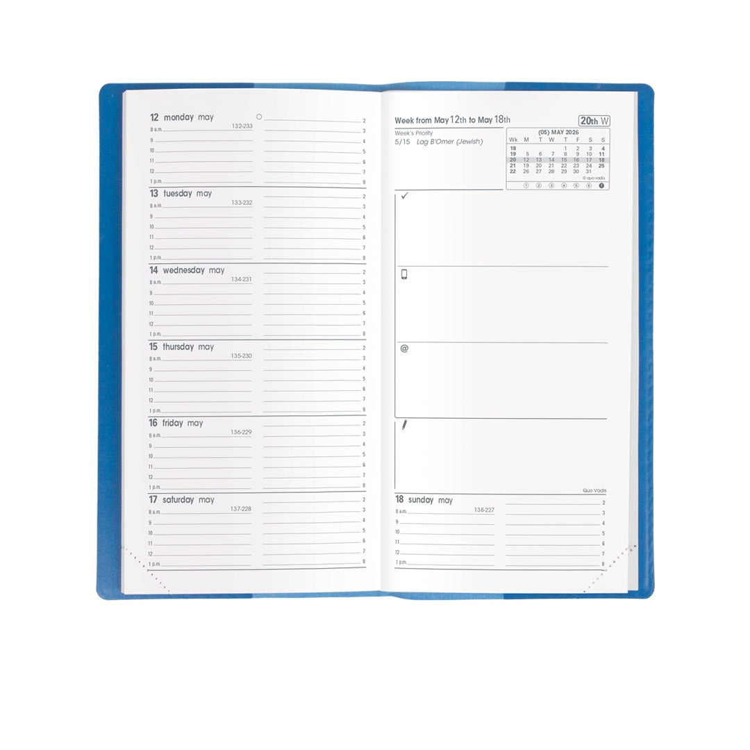 Quo Vadis 2026 IB Traveler Weekly Planner - Texas Blue