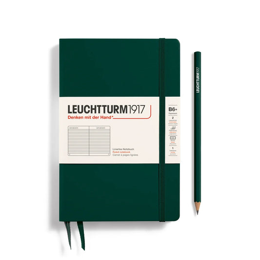 Leuchtturm1917 Paperback B6+ Hardcover Ruled Notebook - Forest Green
