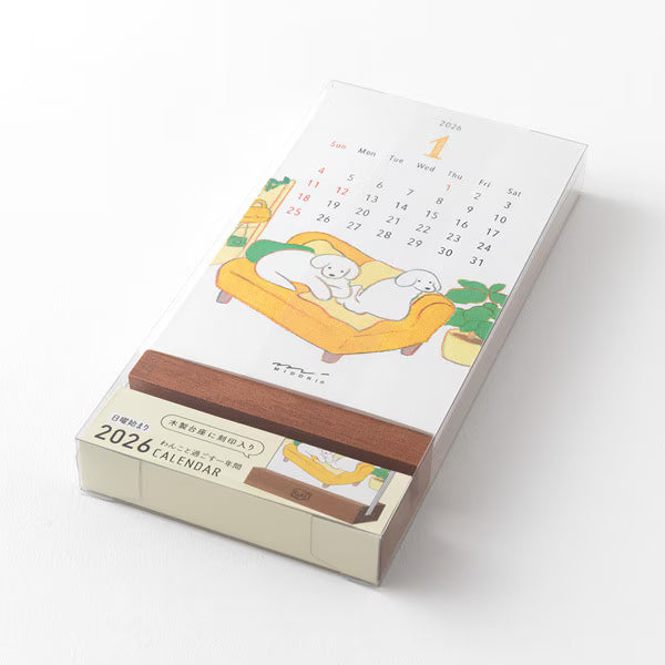 Midori 2026 Stand Monthly Calendar - Dog