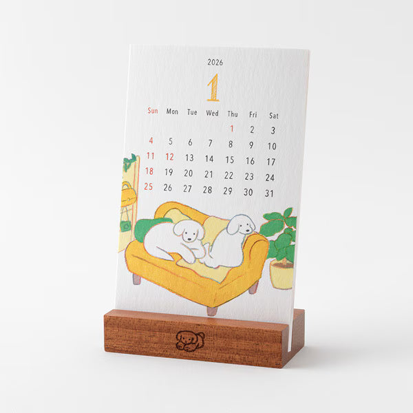 Midori 2026 Stand Monthly Calendar - Dog