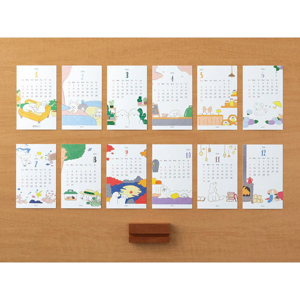 Midori 2026 Stand Monthly Calendar - Dog