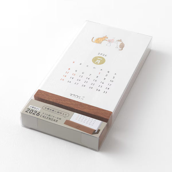 Midori 2026 Stand Monthly Calendar - Cat