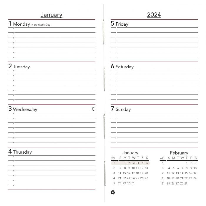 Scully 2025 1008A Pocket Weekly Refill (3.25" x 6" - Sewnbound)