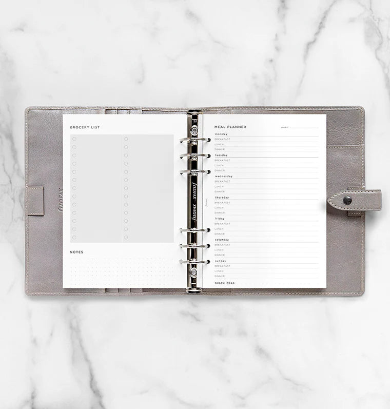 Filofax A5 Minimal 6-Ring Refill - Meal Planner (White)
