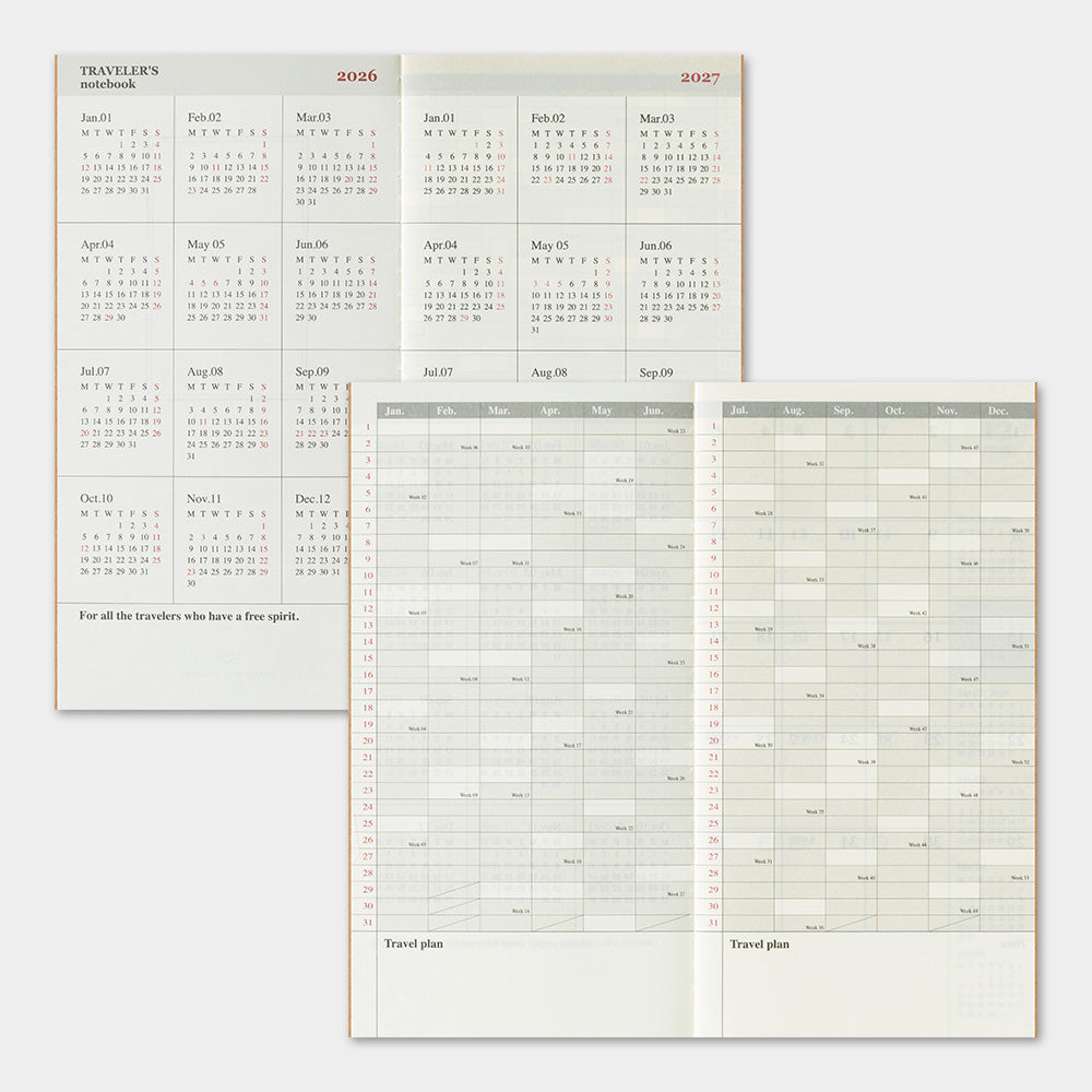 TRAVELER'S 2026 Regular Size Diary Insert - Monthly