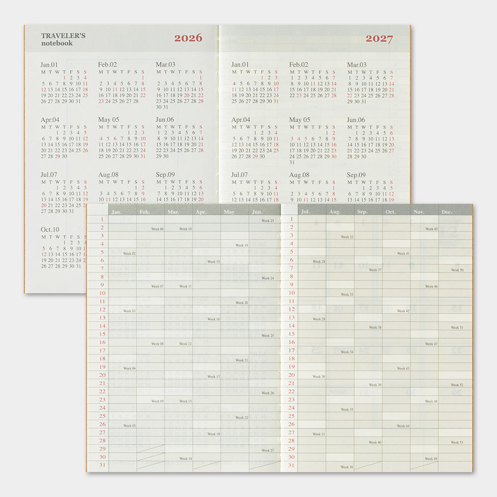 TRAVELER'S 2026 Passport Size Diary Insert - Monthly