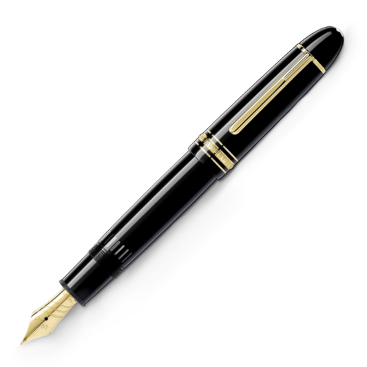 Montblanc 149 Calligraphy Curved Nib Fountain Pen - Black with Gold Trim (Meisterstück)