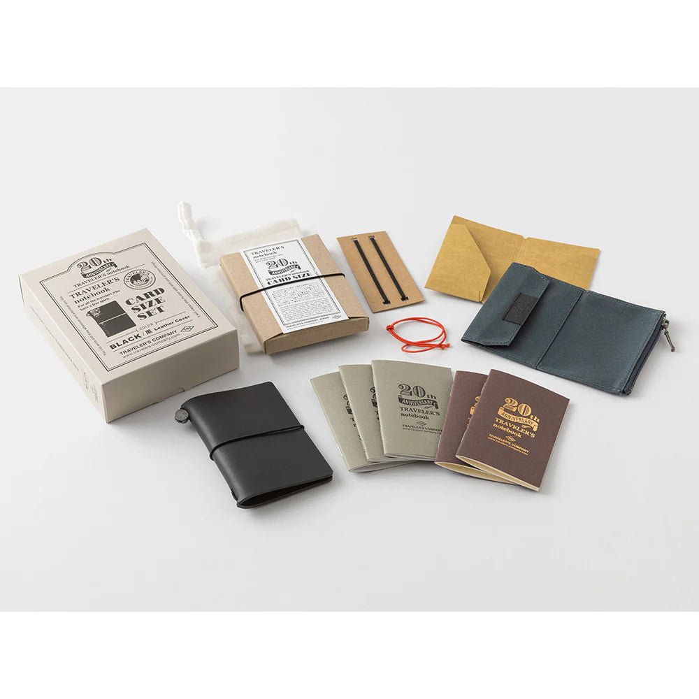 TRAVELER'S Notebook 20th Anniversary Card Size Starter Kit - Black