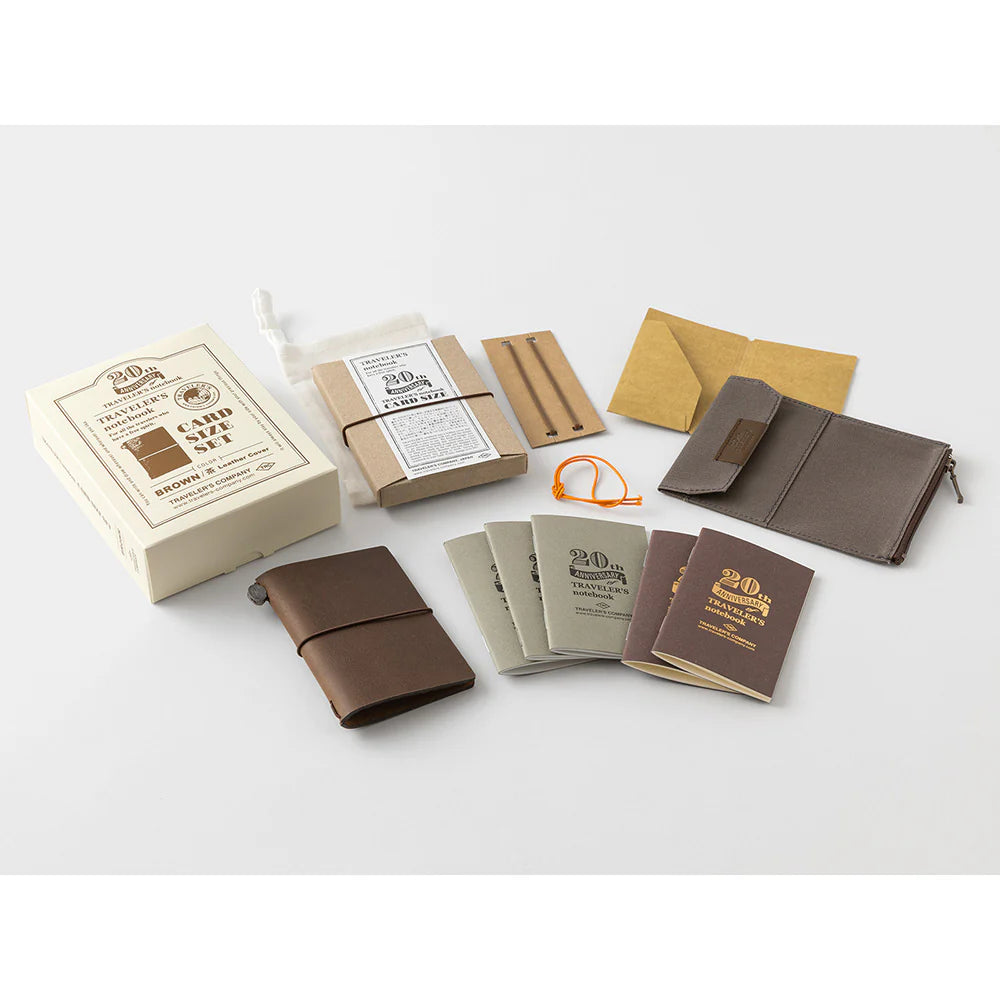 TRAVELER'S Notebook 20th Anniversary Card Size Starter Kit - Brown