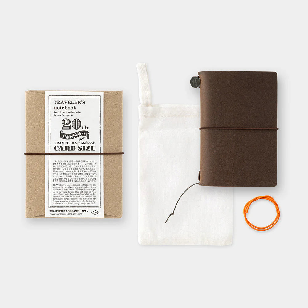 TRAVELER'S Notebook 20th Anniversary Card Size Starter Kit - Brown