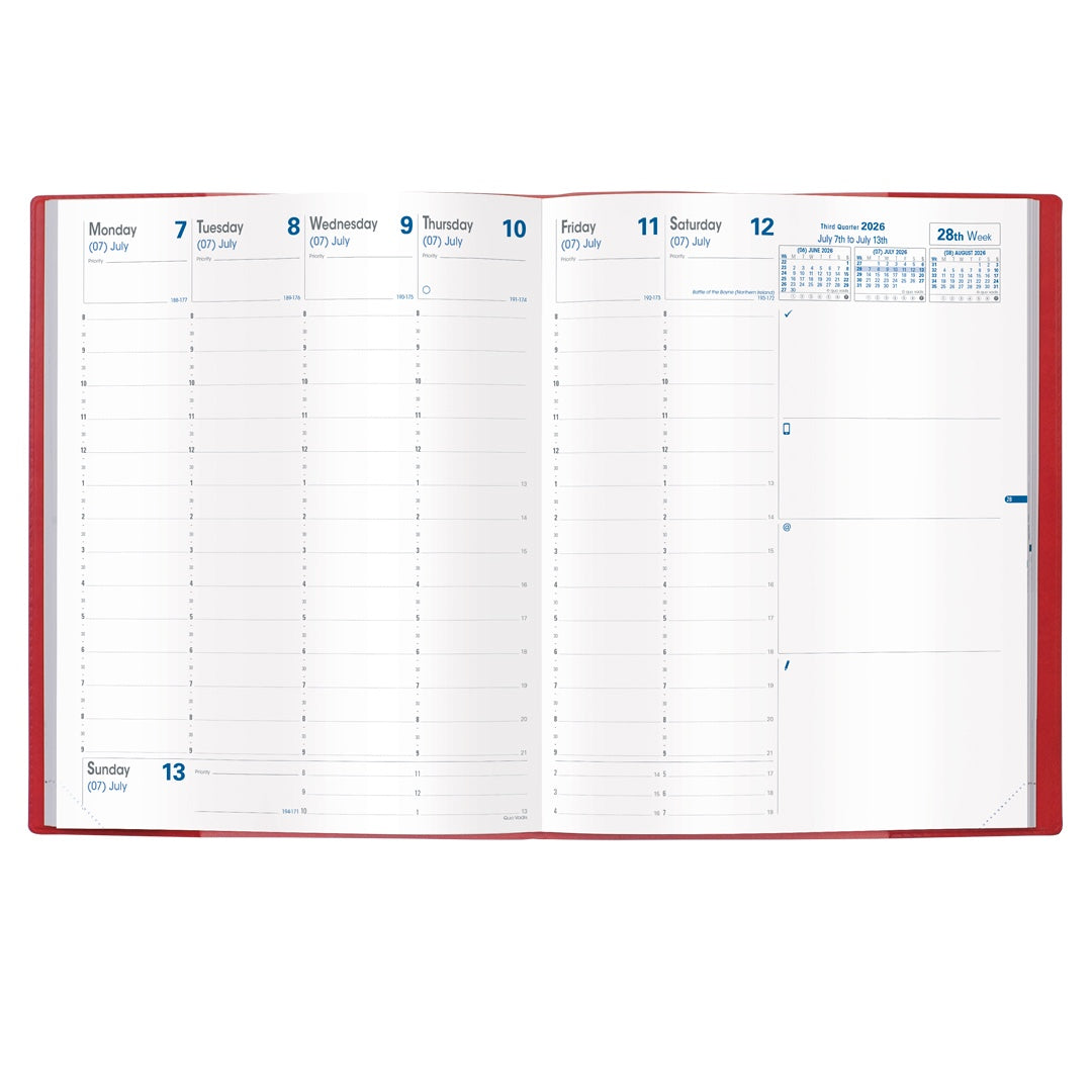 Quo Vadis 2026 President 13 Months Weekly Planner - Texas Blue
