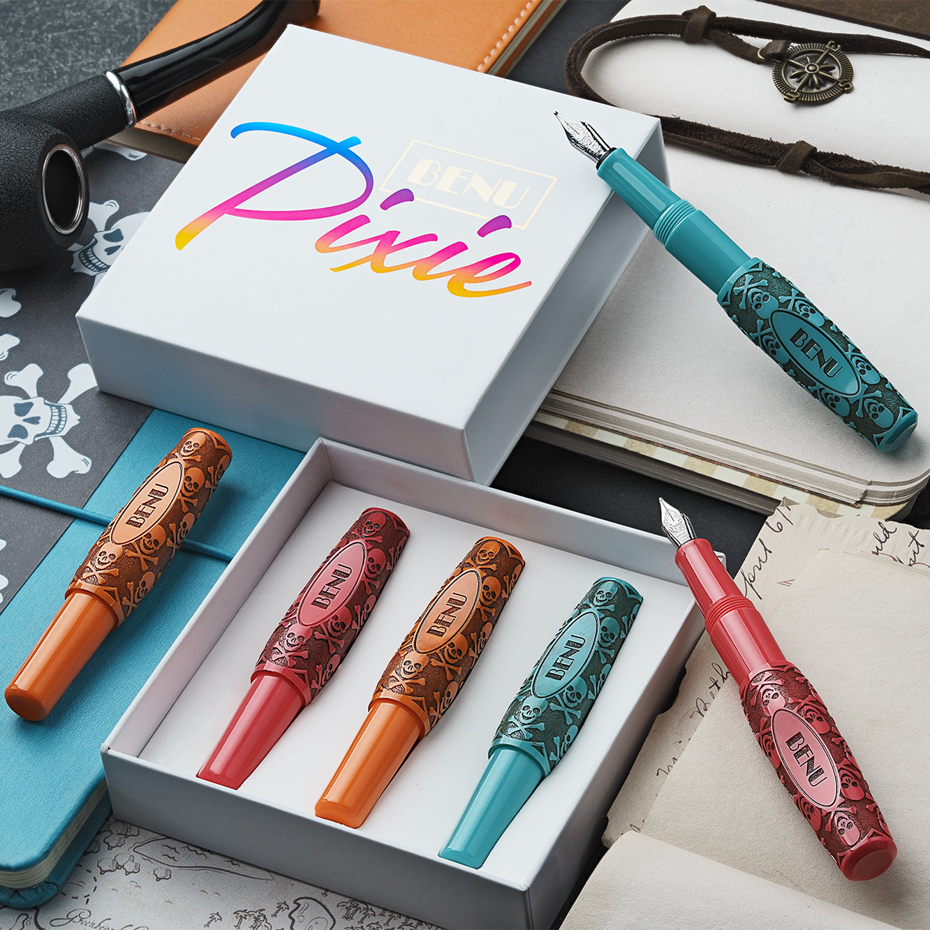 BENU Pixie Jolly Roger Antique Fountain Pen Set (Set of 3)